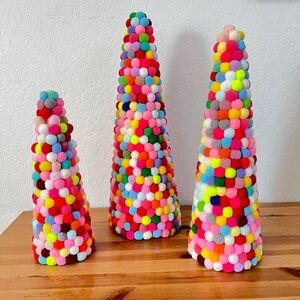 Colorful Pom Pom Christmas Trees Decor